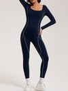 ZASUWA Female Fleece Zipper Stripes Long Sleeves Jumpsuit