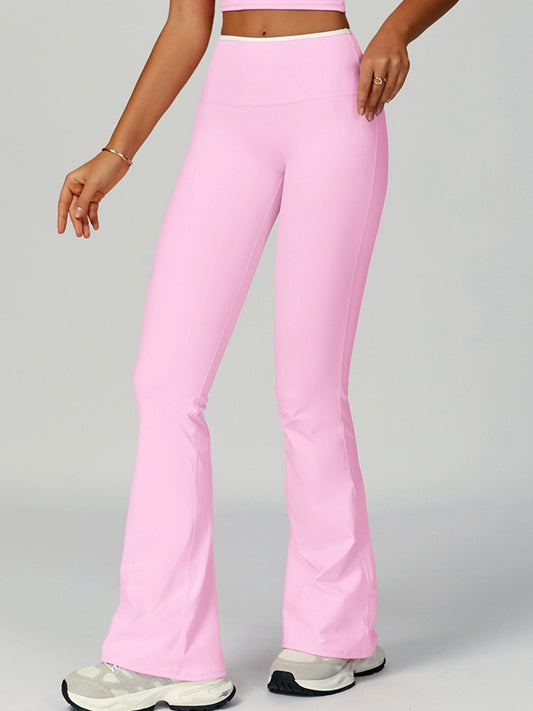 ZASUWA Female Contrast Color Stripe High-rise Flare Leggings