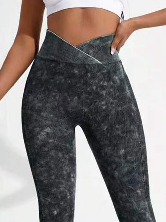 ZASUWA Female Denim V-shape Waist Scrunch Bum Leggings