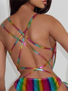ZASUWA Female Sexy Rainbow Color Cross Back Lace-up One Piece