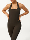 ZASUWA Female U Collar Halter Scrunch Bum Jumpsuit