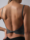 ZASUWA Female Sexy Solid Color Twist Backless Round Neck Tank