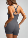 ZASUWA Female Ribbed Pocket Cross Back Scrunch Bum Seamless Romper