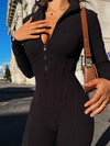ZASUWA Female Fashion Zipper Tummy Control Fleece Jumpsuit