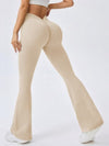 ZASUWA Female Ribbed Deep V Back Flare Scrunch Bum Leggings