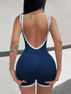 ZASUWA Female Contrast Color Ribbed Scrunch Bum Backless Romper