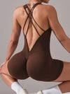 ZASUWA Female Deep V Collar Cross Back Scrunch Bum Seamless Short Romper