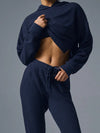 ZASUWA Female Velvet Ribbed Pocket Hooded Tracksuit