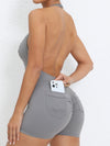 ZASUWA Female Pocket Backless Scrunch Bum Romper