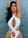 ZASUWA Female Sexy Hollow Out Cross One-piece Swimsuit