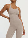 ZASUWA Female Cross Back U Collar Scrunch Bum Hip-lift Jumpsuit