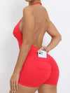 ZASUWA Female Pocket Backless Scrunch Bum Romper