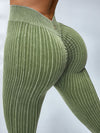 ZASUWA Female V-shaped Waist Ribbed High-waisted Hip-lift Scrunch Bum Leggings