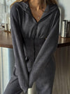 ZASUWA Female Half Zipper Hooded Jumpsuit