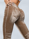 ZASUWA Female Deep V Back Denim Scrunch Bum Leggings