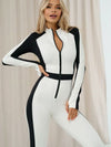 🖤ZASUWA Female "SciFi Heroine" Contrast Color PU Half Zipper Ski Jumpsuit