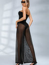🖤ZASUWA Female Sexy Sheer Mesh Backless Flare Jumpsuit