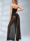 🖤ZASUWA Female Sexy Sheer Mesh Backless Flare Jumpsuit