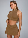 ZASUWA Female Cutout V Shape Waist Backless Skirt Suit