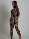 ZASUWA Female Fashion Leopard Print Zipper Jumpsuit