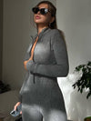 ZASUWA Female Fashion Zipper Tummy Control Fleece Jumpsuit