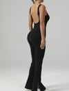 ZASUWA Female Backless Split Flare Jumpsuit