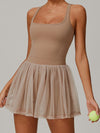 ZASUWA Female Solid Color Mesh 2 in 1 Quick-dry Dress