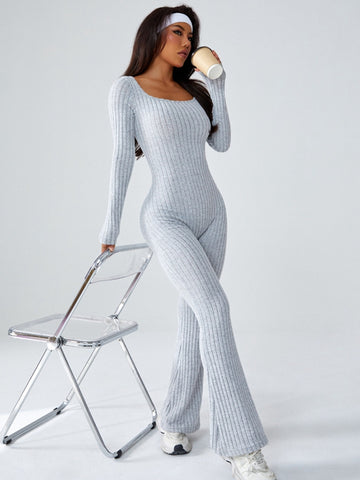ZASUWA Female Ribbed Flare Jumpsuit