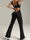 ZASUWA Female Deep V Back Flare Jumpsuit
