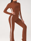 ZASUWA Female Contrast Color Stripes Zipper High-rise Flare Tracksuit