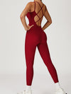 ZASUWA Female Sexy Cross Back Flare Jumpsuit