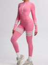 ZASUWA Female Sexy Contrast Color Stripes Zipper Jumpsuit