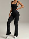 ZASUWA Female Deep V Back Flare Jumpsuit