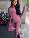 ZASUWA Female Ribbed Zipper Fitness Tracksuit