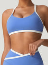 ZASUWA Female Sexy Contrast Color Stripe Cross Back Sports Bras