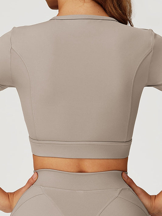 ZASUWA Female Round Collar Cropped Short Sleeves