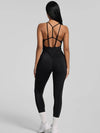 ZASUWA Female Sexy Cross Backless Stitch Performance Jumpsuit