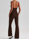 ZASUWA Female U Collar Backless Flare Jumpsuits