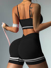 ZASUWA Female Deep V Back Stripes Short Tracksuit
