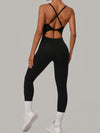 ZASUWA Female Sexy Cross Back U Collar Jumpsuit