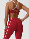 ZASUWA Female Contrast Color Stripes Cross Back Tracksuit