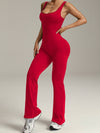 ZASUWA Female Deep V Back Flare Jumpsuit