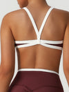 ZASUWA Female Sexy Contrast Color Stripe Cross Back Sports Bras