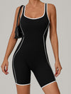 ZASUWA Female Contrast Color Stripes Backless Romper
