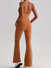 ZASUWA Female U Collar Backless Flare Jumpsuits