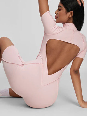 ZASUWA Female Sexy Backless Zipper Scrunch Bum Romper