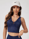 ZASUWA Female Hollow Out Faux Denim Quick Dry Tank