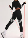 ZASUWA Female Stripes Deep V Back 3-Pieces Tracksuit