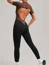 ZASUWA Female Contrast Color Backless Stitch Zipper Jumpsuit