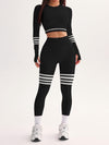 ZASUWA Female Stripes Deep V Back 3-Pieces Tracksuit
